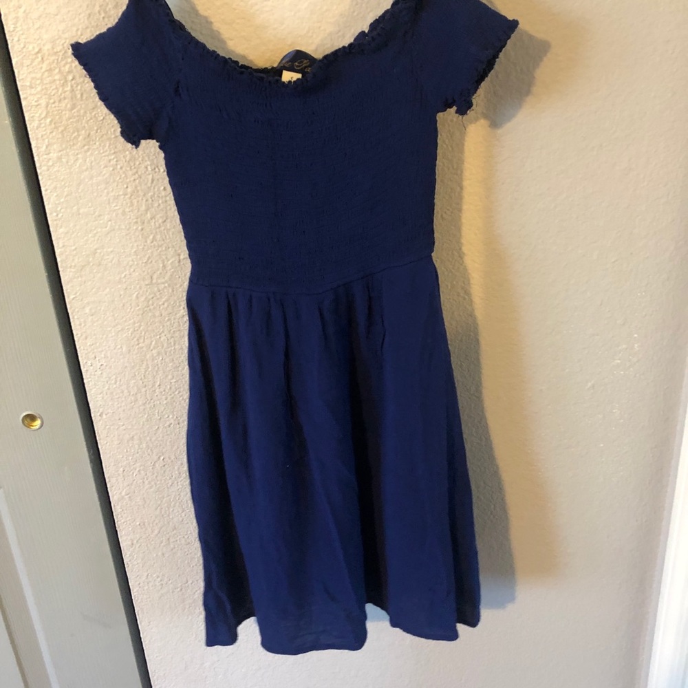 Blue off the shoulder dress